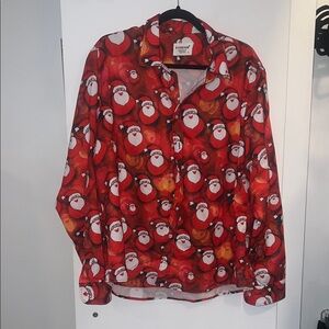 Red Santa Print Men's Shirt